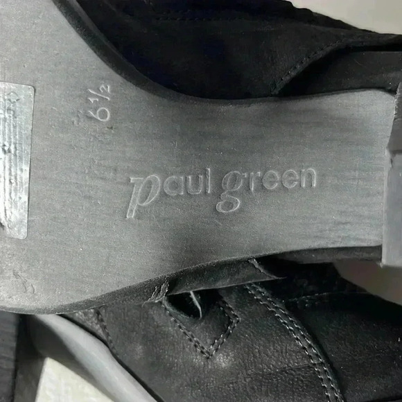 PAUL GREEN Black Leather Slingback Heel Open Toe Sandals Size 6.5 - Picture 6 of 8